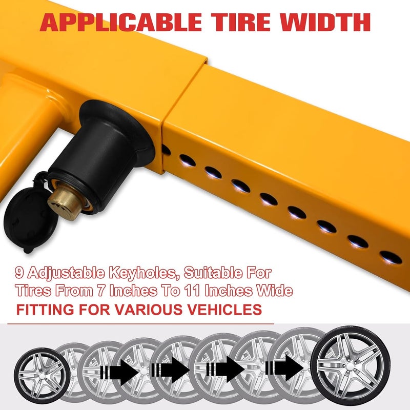 USYATO 2Pcs Universal Heavy Duty Wheel Lock - Anti Theft Trailer Lock & Car Boot, Adjustable Security Tire 11.4" for Trailers, Cars, Golf Cart, ATV, SUV, RV, Boat, Camper, Motorcycle | Includes 2 Keys - Image 3